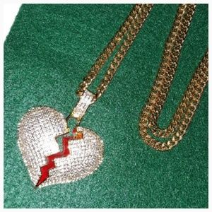 Broken heart pendant with chain